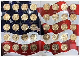 Набор 1 доллар 2007-2016 Президенты США 39 монет (в альбоме)