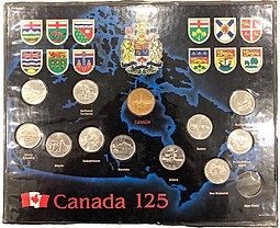 Набор монет 25 центов, 1 доллар 1992 125 лет Конфедерации Канада