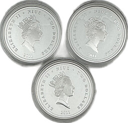 Набор 2 доллара 2011 Пираты Карибского моря Ниуэ 3 монеты