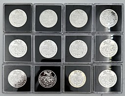 Набор медалей (жетонов) Легендарные правители мира серебро 12 штук