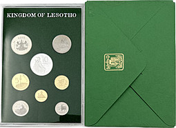 Годовой набор монет 1 сенте, 2, 5, 10, 25, 50 лисенте, 1 лоти, 10 малоти 1980 PROOF Лесото 