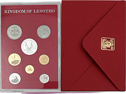 Годовой набор монет 1 сенте, 2, 5, 10, 25, 50 лисенте, 1 лоти, 10 малоти 1981 PROOF Лесото
