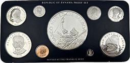 Набор монет 1, 5, 10, 50 сентесимо 1, 2 1/2, 5, 20 бальбоа 1979 PROOF Панама