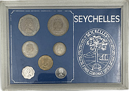 Набор монет 1,5,10,25 центов 1/2,1,5 рупий 1972 Сейшелы 