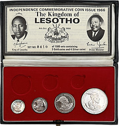 Набор монет 5,10,20,50 лисенте 1966 PROOF Лесото 