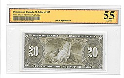 Банкнота 20 долларов 1937 слаб ZG 55 Канада