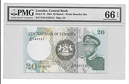 Банкнота 20 малоти 1984 слаб PMG 66 Лесото