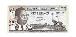 Банкнота 100 франков 1964 Конго