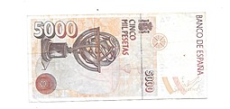 Банкнота 5000 песет 1992 Испания