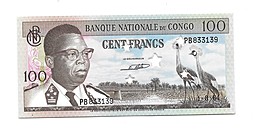 Банкнота 100 франков 1964 гашение Конго