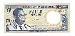 Банкнота 1000 франков 1964 Конго