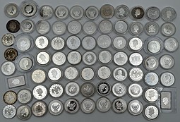 Инвестиционный лот 76 унций в серебряных монетах России и Мира