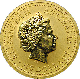 Монета 100 долларов 2007 Австралийский самородок - Кенгуру Австралия