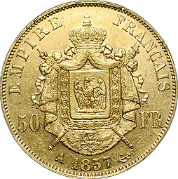 Монета 50 франков 1857 Франция