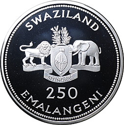 Монета 250 эмалангени 1998 30 лет Независимости Эсватини (Свазиленд)