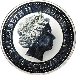 Монета 15 долларов 2004 Год обезьяны Лунар 1/2 килограмма Австралия
