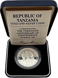 Монета 200 шиллингов 1981 20 лет независимости PROOF Танзания