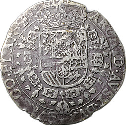 Монета 1 патагон (талер) 1656 Брюссель Испанские Нидерланды