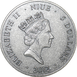 Монета 5 долларов 2012 Отечественная война 1812 Наполеон Ниуэ