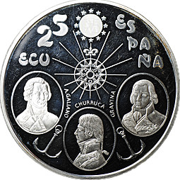 Монета 25 ЭКЮ 1995 Сантисима-Тринидад Испания