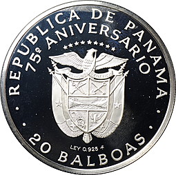 Монета 20 бальбоа 1978 75 лет Независимости Васко Нуньес де Бальбоа Панама