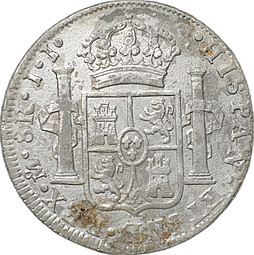 Монета 8 реалов 1821 Mo Мексика