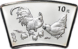 Монета 10 юань 2005 Год петуха Китай