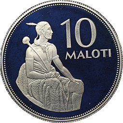 Монета 10 малоти 1980 Памятник Королю Мошвешве I PROOF Лесото