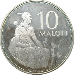 Монета 10 малоти 1979 Памятник Королю Мошвешве I PROOF Лесото