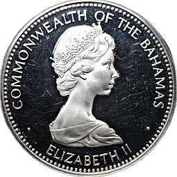 Монета 10 долларов 1973 Независимость Багамы (Багамские острова)