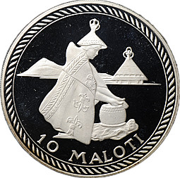 Монета 10 малоти 1976 10 лет Независимости Лесото