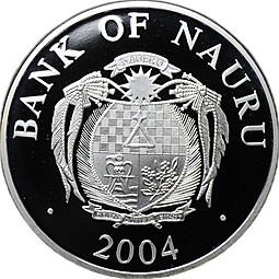 Монета 10 долларов 2004 Европейские памятники - дворец Монако Науру