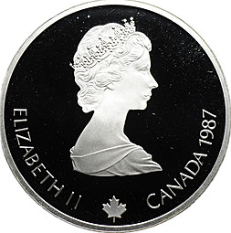 Монета 20 долларов 1987 Олимпиада Калгари 1988 - Кёрлинг Канада