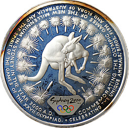 Монета 5 долларов 2000 Олимпиада Сидней - Кенгуру Австралия