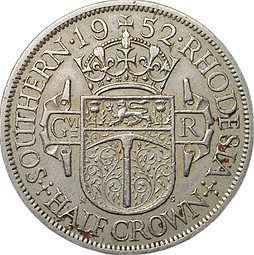 Монета 1/2 кроны 1952 Южная Родезия