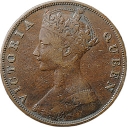 Монета 1 цент 1875 Гонконг