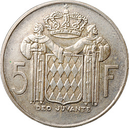 Монета 5 франков 1966 Монако