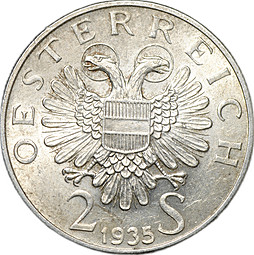 Монета 2 шиллинга 1935 25 лет со дня смерти Карла Люгера Австрия