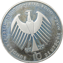 Монета 10 марок 2000 G Всемирная выставка ЭКСПО 2000 Германия