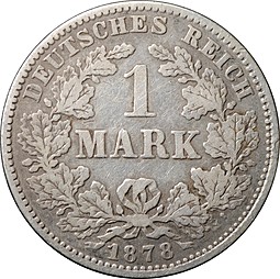 Монета 1 марка 1878 A - Берлин Германия