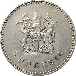 Монета 25 центов 1975 Родезия