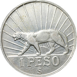 Монета 1 песо 1942 Уругвай