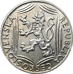 Монета 100 крон 1948 30 лет Независимости Чехословакия