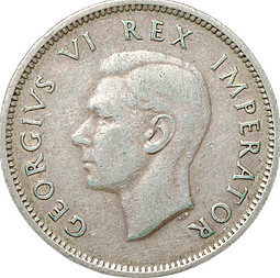 Монета 1 шиллинг 1943 ЮАР