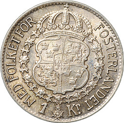 Монета 1 крона 1940 Швеция