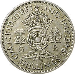Монета 2 шиллинга (флорин) 1946 Великобритания