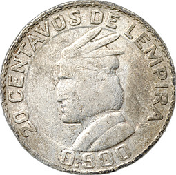 Монета 20 сентаво 1952 Гондурас