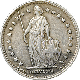 Монета 1 франк 1943 Швейцария