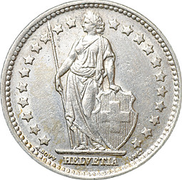 Монета 1 франк 1952 Швейцария