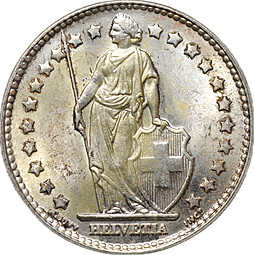 Монета 1 франк 1961 Швейцария